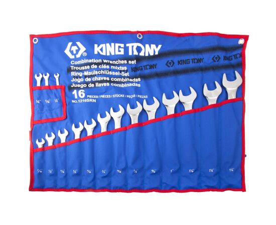 НАБОР КОМБИНИРОВАННЫХ КЛЮЧЕЙ, 1/4"-1&1/4", 16 ПРЕДМЕТОВ KING TONY купить в Автопартс Маркет