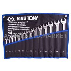 НАБОР КОМБИНИРОВАННЫХ КЛЮЧЕЙ, 8-24 ММ, ЧЕХОЛ ИЗ ТЕТОРОНА, 14 ПРЕДМЕТОВ KING TONY купить в Автопартс Маркет