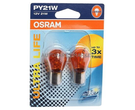 Лампа OSRAM PY21W 12V 21W ULTRA LIFE BAU15s купить в Автопартс Маркет