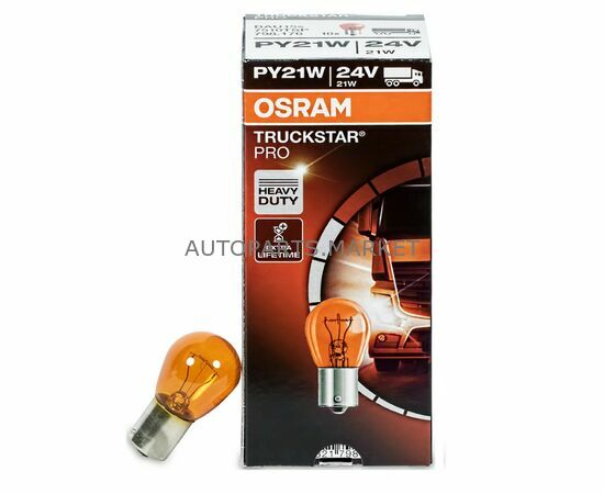 Лампа OSRAM PY21W 24V 21W TRUCKSTAR PRO +100% BAU15s купить в Автопартс Маркет