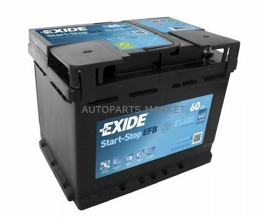 Аккумулятор EXIDE Start-Stop EFB EL600 60Ач R+ EN640A купить в Автопартс Маркет
