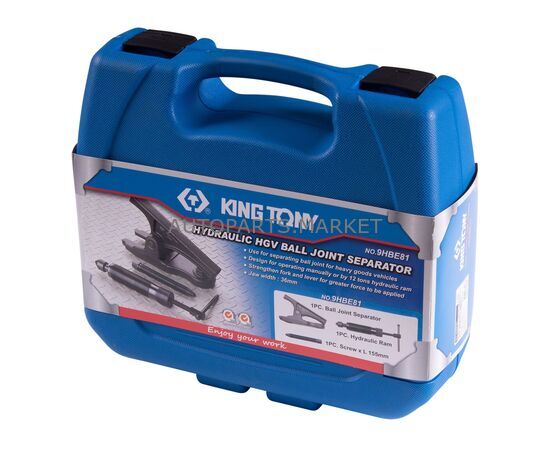 СЪЕМНИК ШАРОВЫХ ОПОР ГРУЗОВИКОВ ГИДРАВЛИЧЕСКИЙ, 12 Т, ЗЕВ 36 ММ, 3 ПРЕДМЕТА KING TONY, изображение 2 купить в Автопартс Маркет