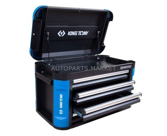 ЯЩИК ИНСТРУМЕНТАЛЬНЫЙ, 4 ПОЛКИ И ОТСЕК, ЧЕРНЫЙ KING TONY, изображение 3 купить в Автопартс Маркет