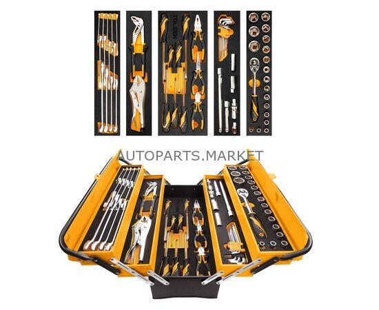 НАБОР ИНСТРУМЕНТОВ УНИВЕРСАЛЬНЫЙ, РАСКЛАДНОЙ ЯЩИК, 60 ПРЕДМЕТОВ TOLSEN, изображение 3 купить в Автопартс Маркет