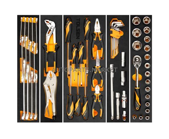 НАБОР ИНСТРУМЕНТОВ УНИВЕРСАЛЬНЫЙ, РАСКЛАДНОЙ ЯЩИК, 60 ПРЕДМЕТОВ TOLSEN, изображение 2 купить в Автопартс Маркет