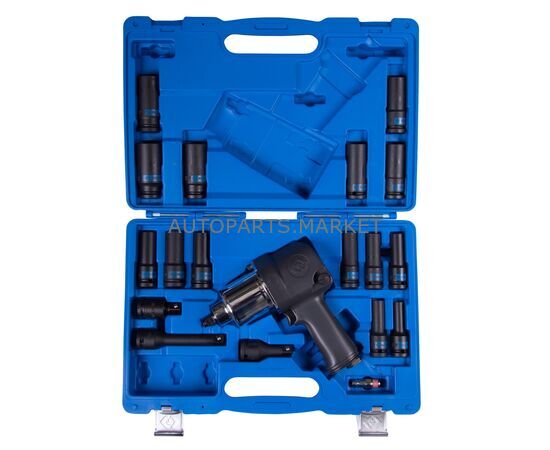 ГАЙКОВЕРТ ПНЕВМАТИЧЕСКИЙ УДАРНЫЙ 1/2", 881 НМ, С КОМПЛЕКТОМ ГОЛОВОК, 19 ПРЕДМЕТОВ KING TONY, изображение 2 купить на Autoparts Market ГАЙКОВЕРТ ПНЕВМАТИЧЕСКИЙ УДАРНЫЙ 1/2", 881 НМ, С КОМПЛЕКТОМ ГОЛОВОК, 19 ПРЕДМЕТОВ KING TONY, изображение 2 купить в Автопартс Маркет