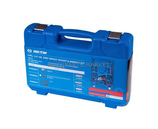 ГАЙКОВЕРТ ПНЕВМАТИЧЕСКИЙ УДАРНЫЙ 1/2", 881 НМ, С КОМПЛЕКТОМ ГОЛОВОК, 19 ПРЕДМЕТОВ KING TONY, изображение 5 купить на Autoparts Market ГАЙКОВЕРТ ПНЕВМАТИЧЕСКИЙ УДАРНЫЙ 1/2", 881 НМ, С КОМПЛЕКТОМ ГОЛОВОК, 19 ПРЕДМЕТОВ KING TONY, изображение 5 купить в Автопартс Маркет