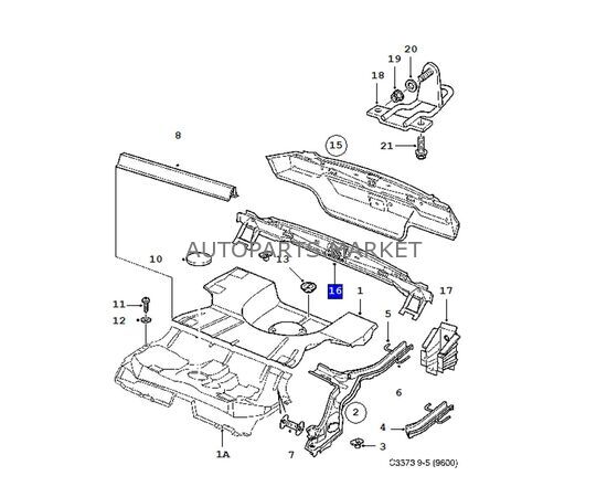 Порог багажника 9-5 4D 2002-2010г, изображение 2 купить в Автопартс Маркет
